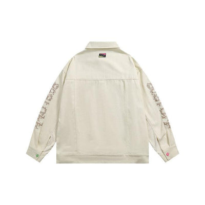 Çiçek İşlemeli Oversize Ceket